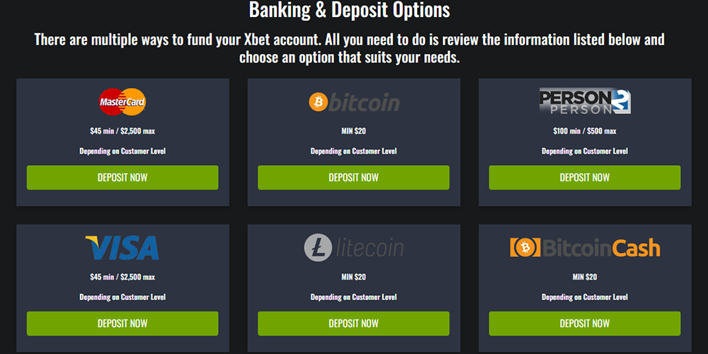 XBet Banking Options